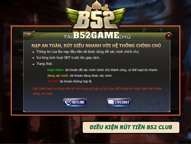 Giải mã thắc mắc khi rút tiền tại B52 club chính xác