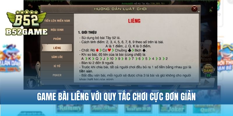 Game bài liêng với quy tắc chơi cực đơn giản