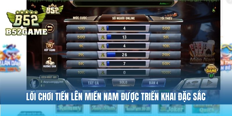 Lối chơi tiến lên miền nam được triển khai đặc sắc