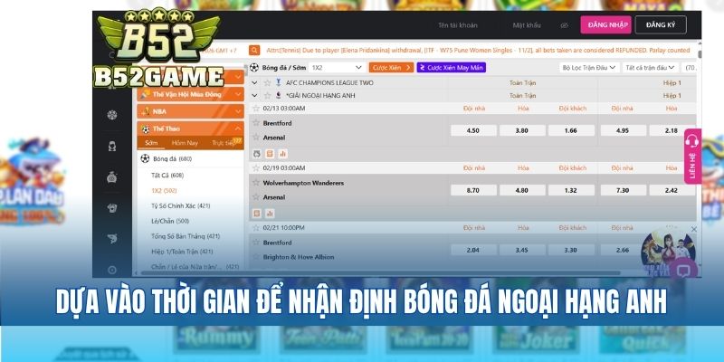 Dựa vào thời gian để nhận định bóng đá ngoại hạng anh
